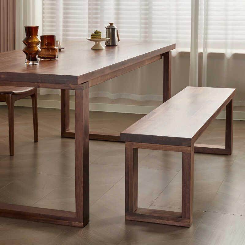 莫比恩黑胡桃木餐桌实木餐桌长方形书桌工作台家用长桌子茶桌厚重