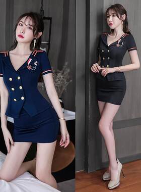 足浴店足疗技师服装女2021夏季保健师按摩性感制服显瘦工作服空姐