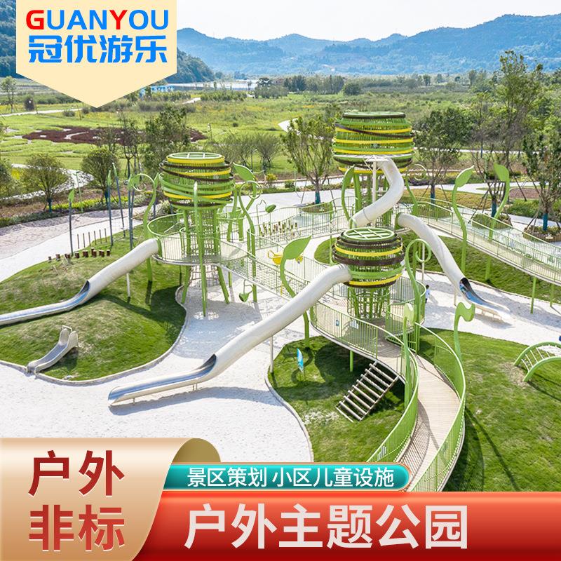 大型户外景区游乐设备网红露营地不锈钢滑梯幼儿园无动力游乐设施图片