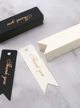 50-100pcs Gold Stamping Thank You Paper Card Tags Black Whit