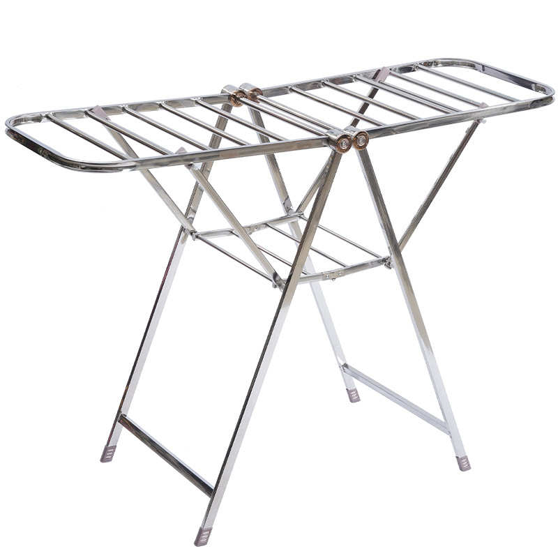 不锈钢落地式晾衣架户外家用可折叠翼型挂衣架加厚稳固阳台晒衣架