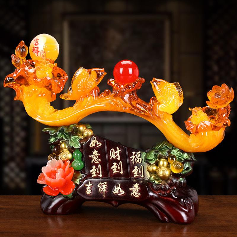 厂家直销树脂仿玉吉祥如意玉如意摆件创意中式客厅玄关家居摆件