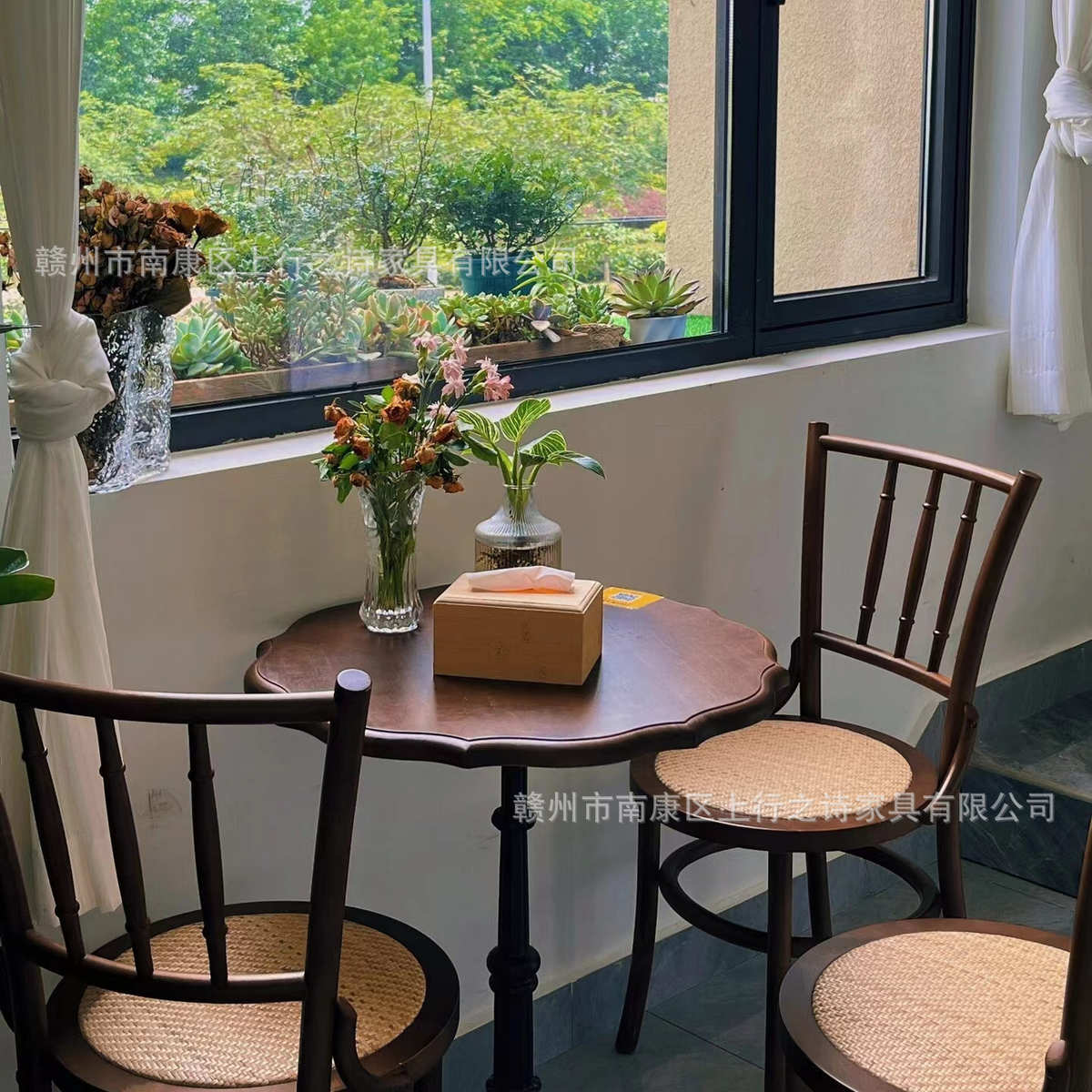 中组合餐饮美式餐桌商用咖啡厅椅一整套桌椅古风复古餐椅桌椅法式