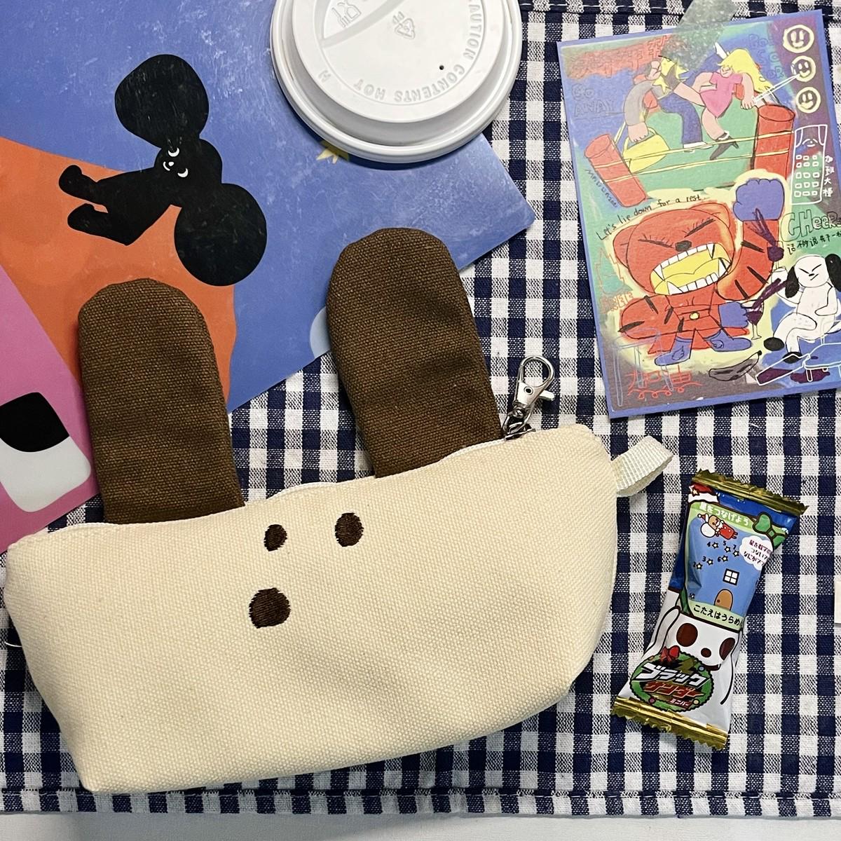 年度可爱选手~可爱狗狗帆布笔袋大容量中小学生多功能文具收纳袋