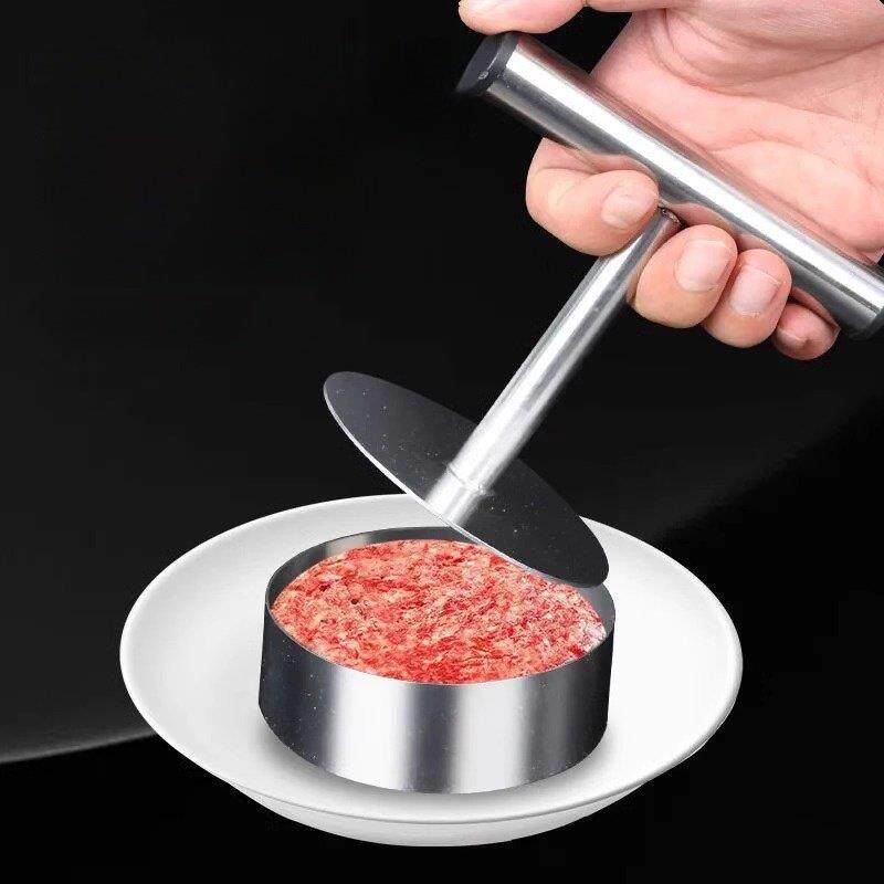 厨房自制牛肉饼模具家用手工汉堡肉饼diy饭团饺子皮不锈钢压饼器
