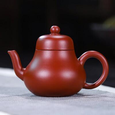 宜兴紫砂壶原旷朱泥大红袍思亭壶手工紫砂胖思亭壶170毫升网孔