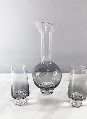 现代斜嘴酒具玻璃酒杯样板房间家居吧台玄关柜醒酒器桌面摆件