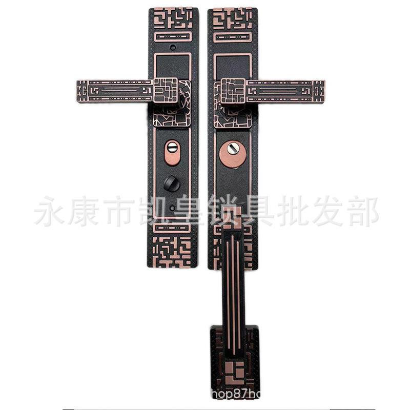 黑红古铜防盗门把手双开大门锁拉手入户门锁卡门铸铝门面板手加厚