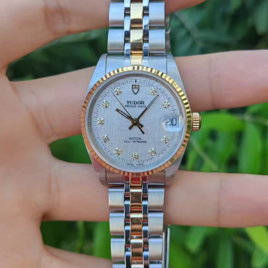 经典款9.8新 帝舵公主系列精钢18K金自动机械表32MM钻石女表72033