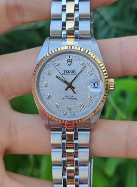 经典款9.8新 帝舵公主系列精钢18K金自动机械表32MM钻石女表72033