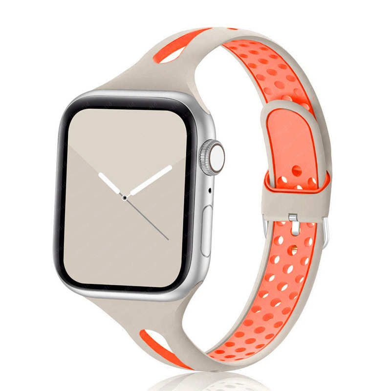 适用苹果硅胶表带水滴双色APPLE WATCH8代手表iwatch替换腕带运动