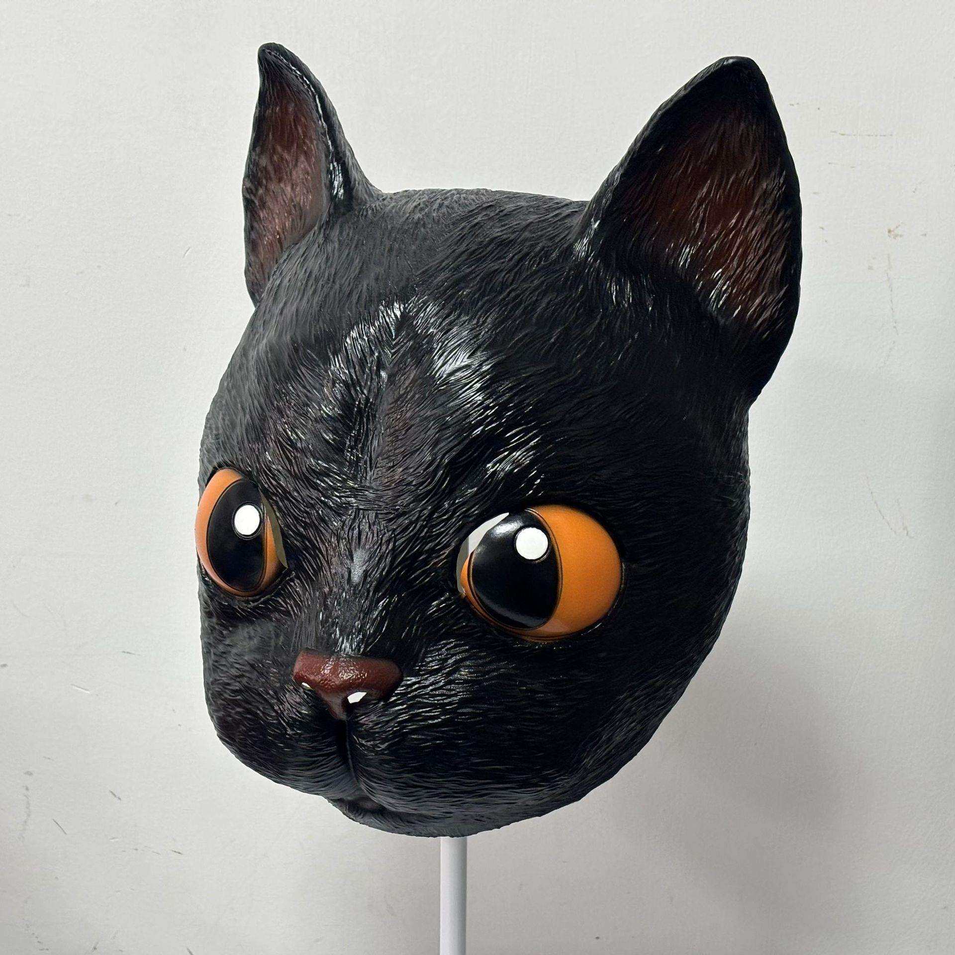 跨境 黑猫乳胶头套 影视猫猫的奇幻漂流 动物面具头套万圣节道具