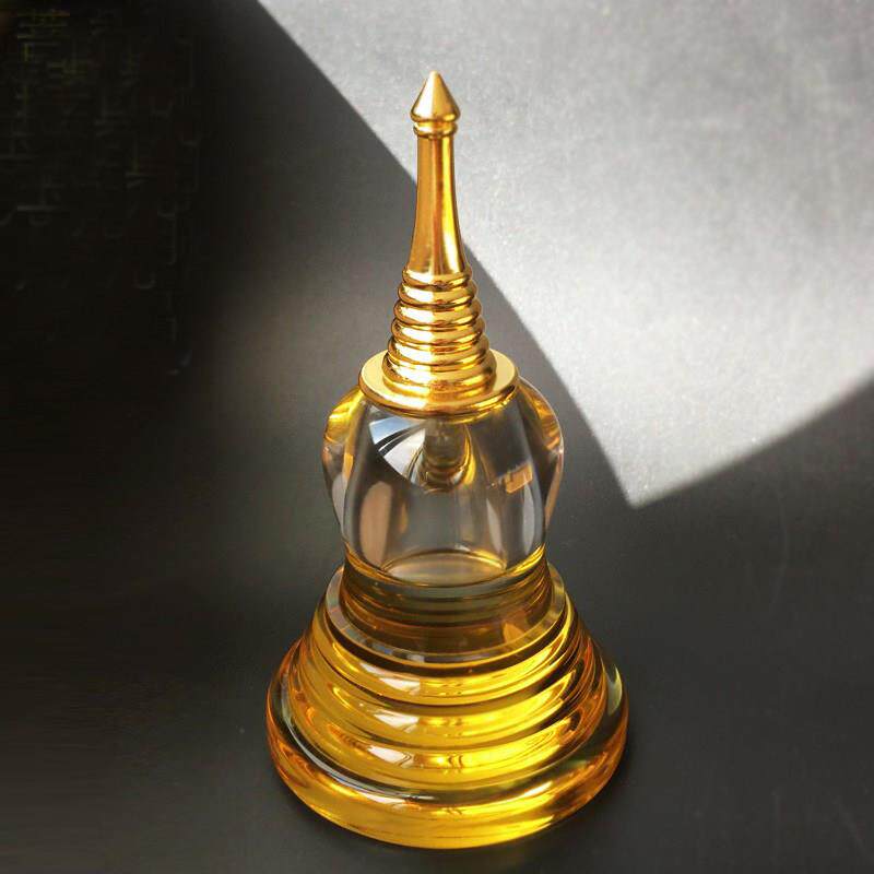 黄水晶舍利塔供塔摆件纯铜小号菩提塔装藏经文舍利甘露丸家居用品