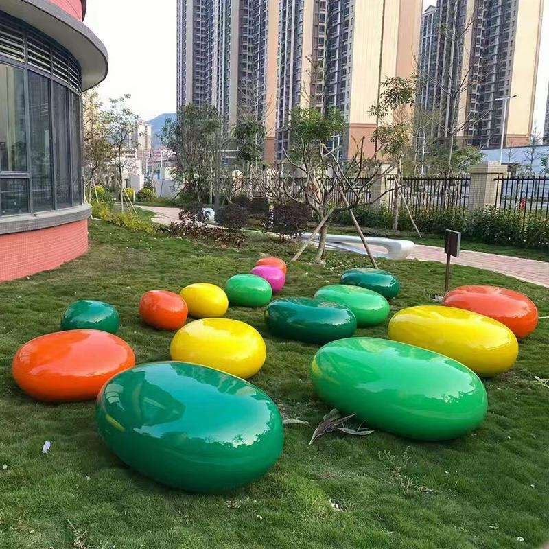 玻璃钢鹅卵石凳子休闲椅子商场座椅等候石头坐凳创意艺术美陈户外