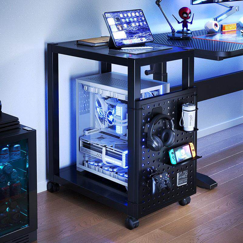 电脑主机托架置物架洞洞板台式机箱放置柜移动小推车收纳储物架子