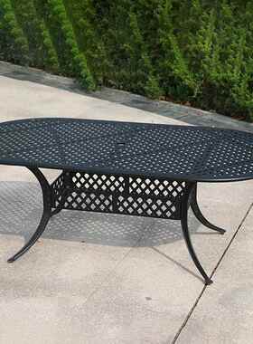 L255铝户外桌椅别椭圆台铸大长餐桌铝合金桌9122T庭院花园墅防晒