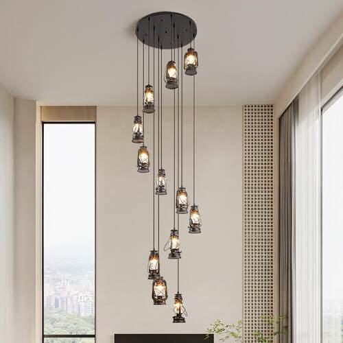 水晶楼梯灯长吊灯客厅灯旋转复式楼现代简约轻奢别墅loft公寓