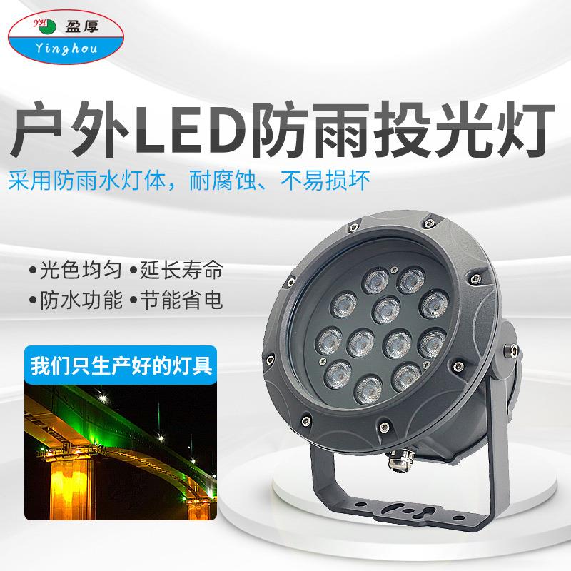LED投射灯圆形外墙七彩24W照树户外防水投光灯工程庭院聚光景观灯
