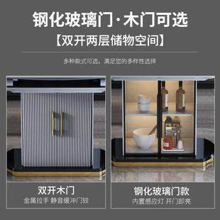 岩板餐桌轻奢现代简约家用小户型带电磁炉伸缩餐桌椅组合可变圆桌