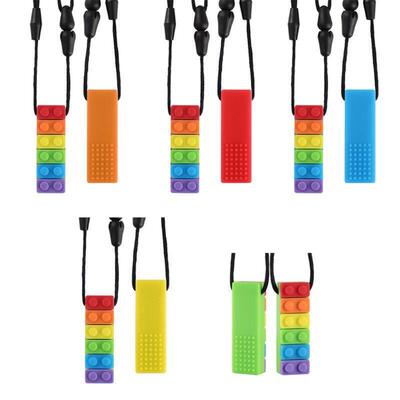 1Pc Sensory Chew Necklace Brick Chewy Kids Silicone Biting P