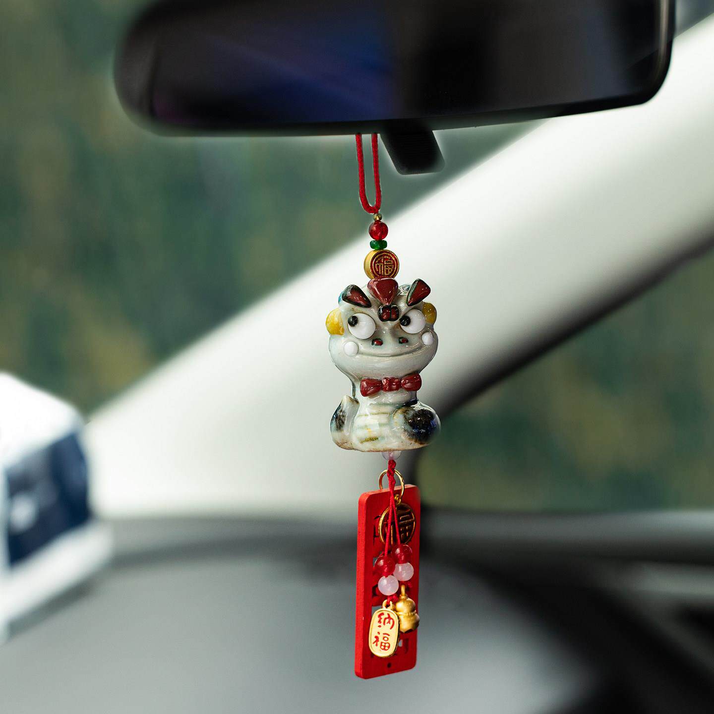 景禧造高端汽车挂件十二生肖陶瓷手工摆件平安车挂车内装饰可爱风