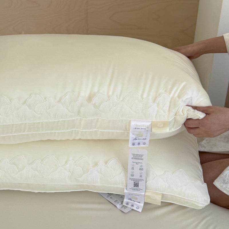 酒玫瑰蕾丝店芯天丝提花枕头MBM蓬松慢回弹酒店贵妇家用羽绒枕丝