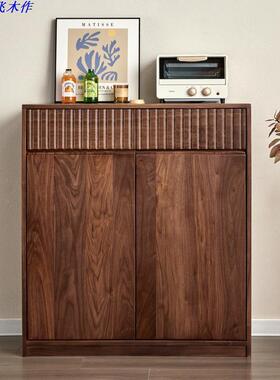 北美黑胡桃木全实木餐边柜复古客餐厅收纳储物柜原木茶水柜边柜