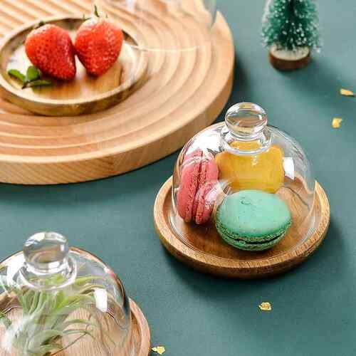 Hotel Dessert Display Set Mini Plates with Wood Glass Tray