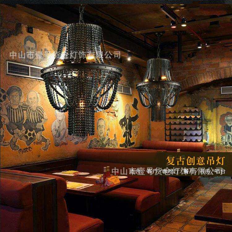 创意复古工业风单车链条吊灯LOFT美式重金属餐厅吧台咖啡店酒馆灯