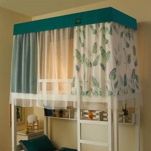 宿舍床帘学生遮光上铺蚊帐一体式公主风床幔下铺女寝室支架窗帘子