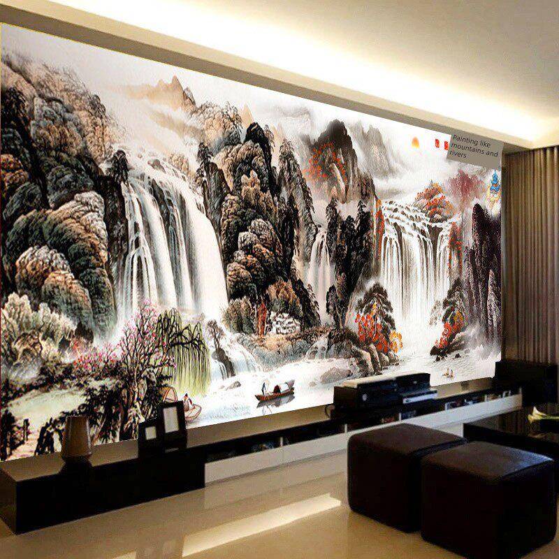 采购产品纯手工十字绣成品,河流和绘画像图片,流动的水,财富,