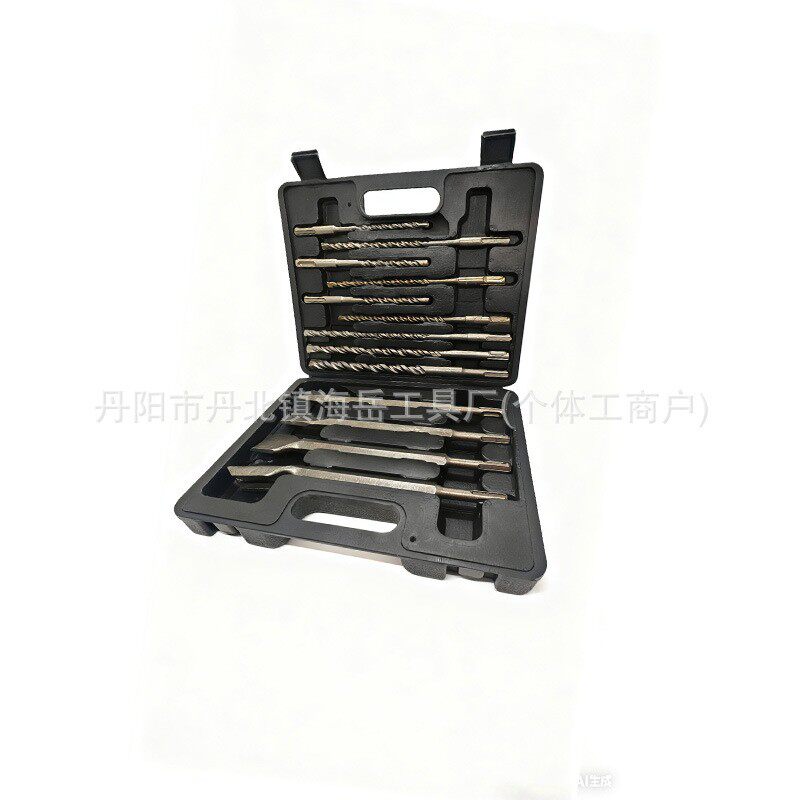 电锤钻头凿子套装冲击钻头13件套圆柄电锤麻花钻扁凿混凝土钻孔打