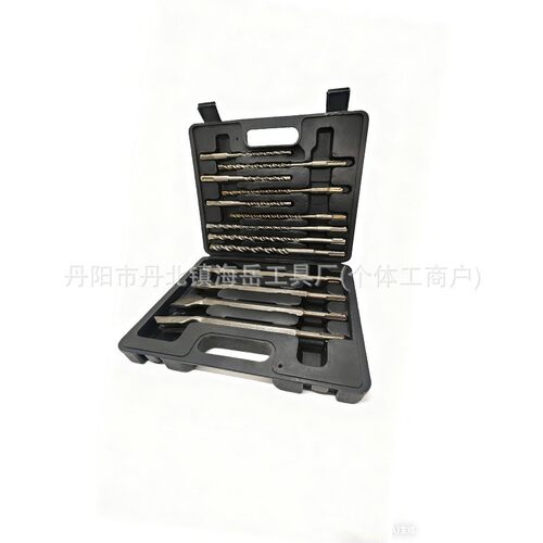 电锤钻头凿子套装冲击钻头13件套圆柄电锤麻花钻扁凿混凝土钻孔打