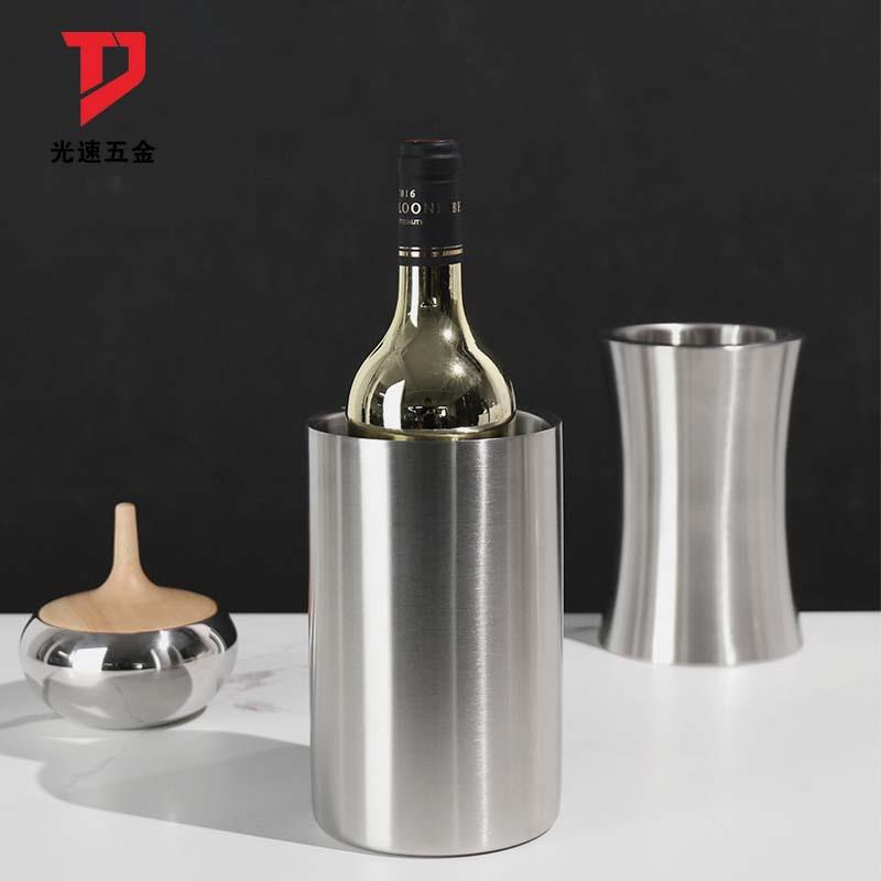 不锈钢双层保温冰桶直身圆形酒吧冰粒桶啤酒冰镇桶香槟红酒金属桶