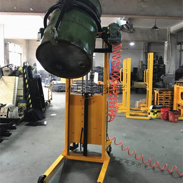 da00-1-Ex旋转卸料抱桶车气动翻转带电子秤称重式防爆油桶倒料车
