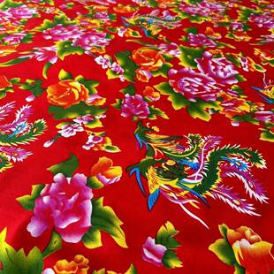 饰布料布头厂家批 2.3米宽幅涤棉加宽东北大花布铁锅炖民宿墙面装