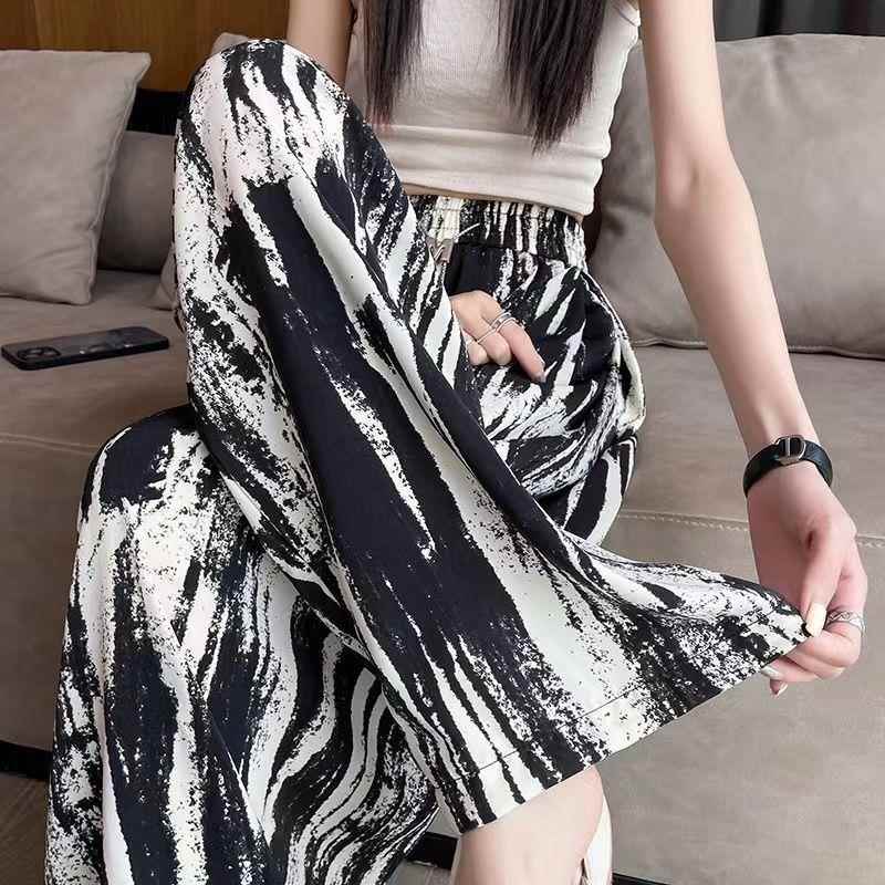 pants women loose size slim silk thin thread straight pants