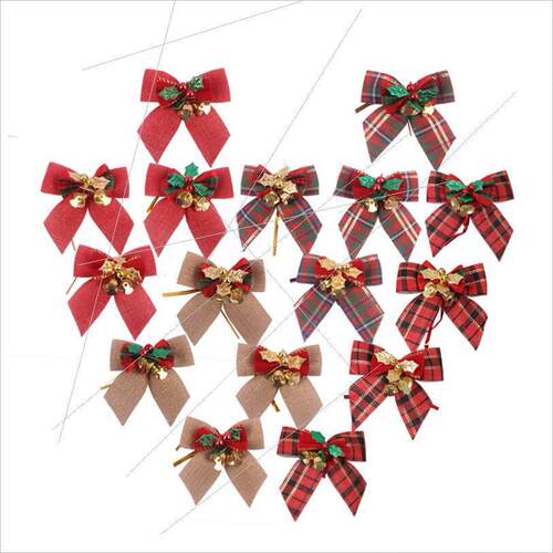 Christmas tree pendant with bell and bow gift box decoration
