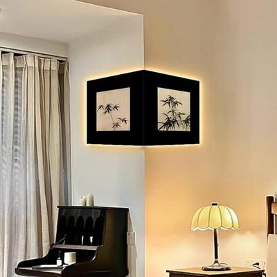 美拉德中古风转角玄关双装术房饰画复VDN古艺拐角茶室书画面客厅