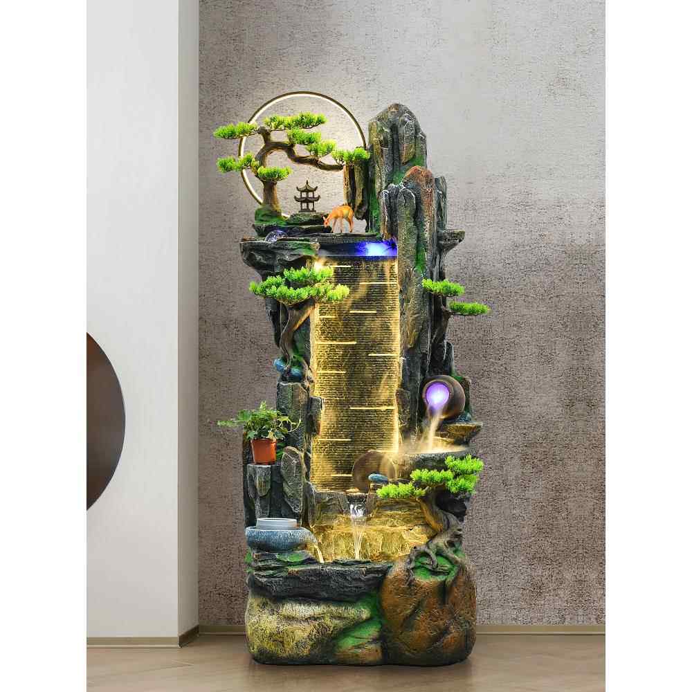 假山流水喷泉景观循环水办公室客厅装饰品风水轮落地招财开业摆件