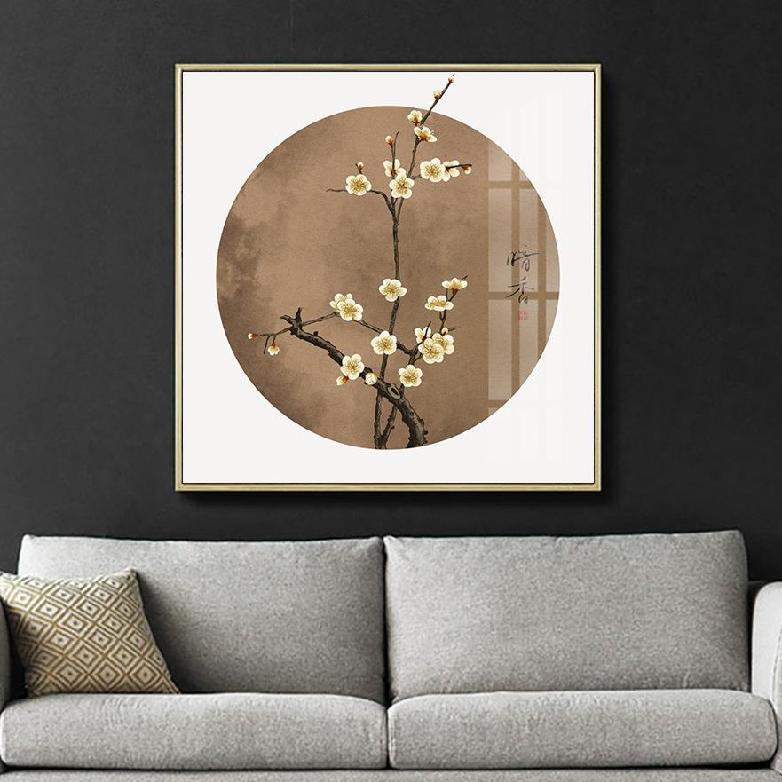 中式新中式玄关画简约餐厅梅花装饰画创意艺术背景墙端景过道挂画