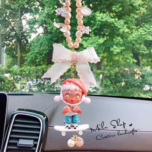 高档新的真正的Skull车pada熊喵喵时髦汽吊坠的n内饰吊坠汽车后视