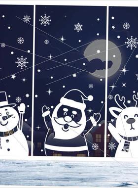 Christmas snowman Elk white snow glass static sticker贴画