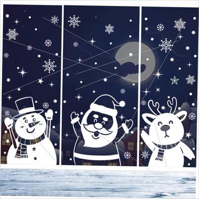 Christmas snowman Elk white snow glass static sticker贴画