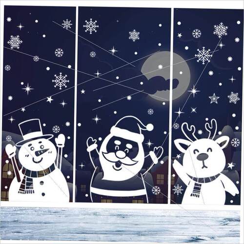 Christmas snowman Elk white snow glass static sticker贴画