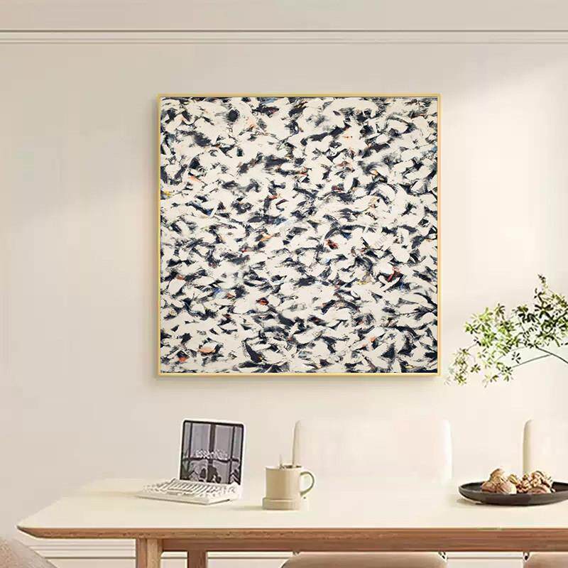 现代抽象餐厅装饰画高级感艺术客厅沙发背景墙挂画正方形卧室壁画