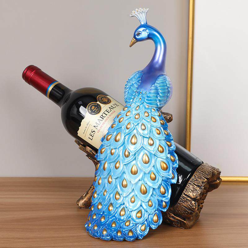 新中式孔雀红酒架摆件创意家居客厅酒柜装饰品轻奢餐桌柜动物摆设