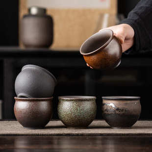 茶杯杯大号功夫主人茶具单个陶瓷陶复古水杯 杯子水缸杯粗品茗日式