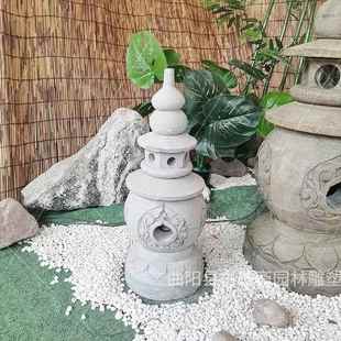 石雕湖石灯仿古园林雕塑三潭映灯做旧青石5478月天坛庭院石灯西摆