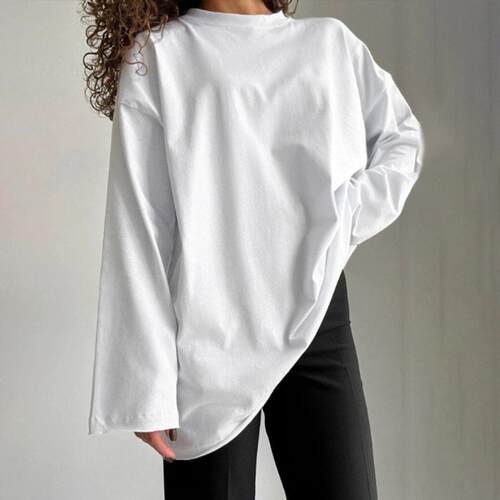 Long sleeved T-shirt women's round neck worn top